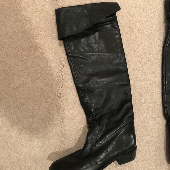 Above the knee black leather boots - Picture 4 of 9